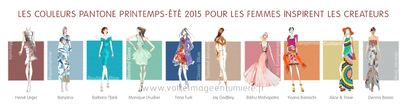 Les 10 couleurs Pantone printemps-été 2015 pour femmes illustrées par les créateurs