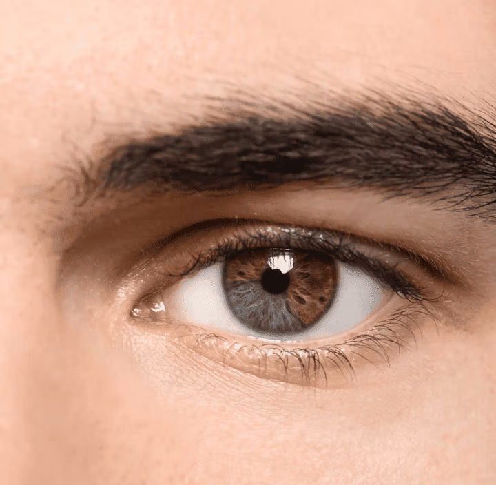 Homme avec hétérochromie, présentant deux couleurs différentes dans l'iris.